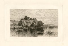 Antique "Mill Pond At Windsor, Connecticut" original etching