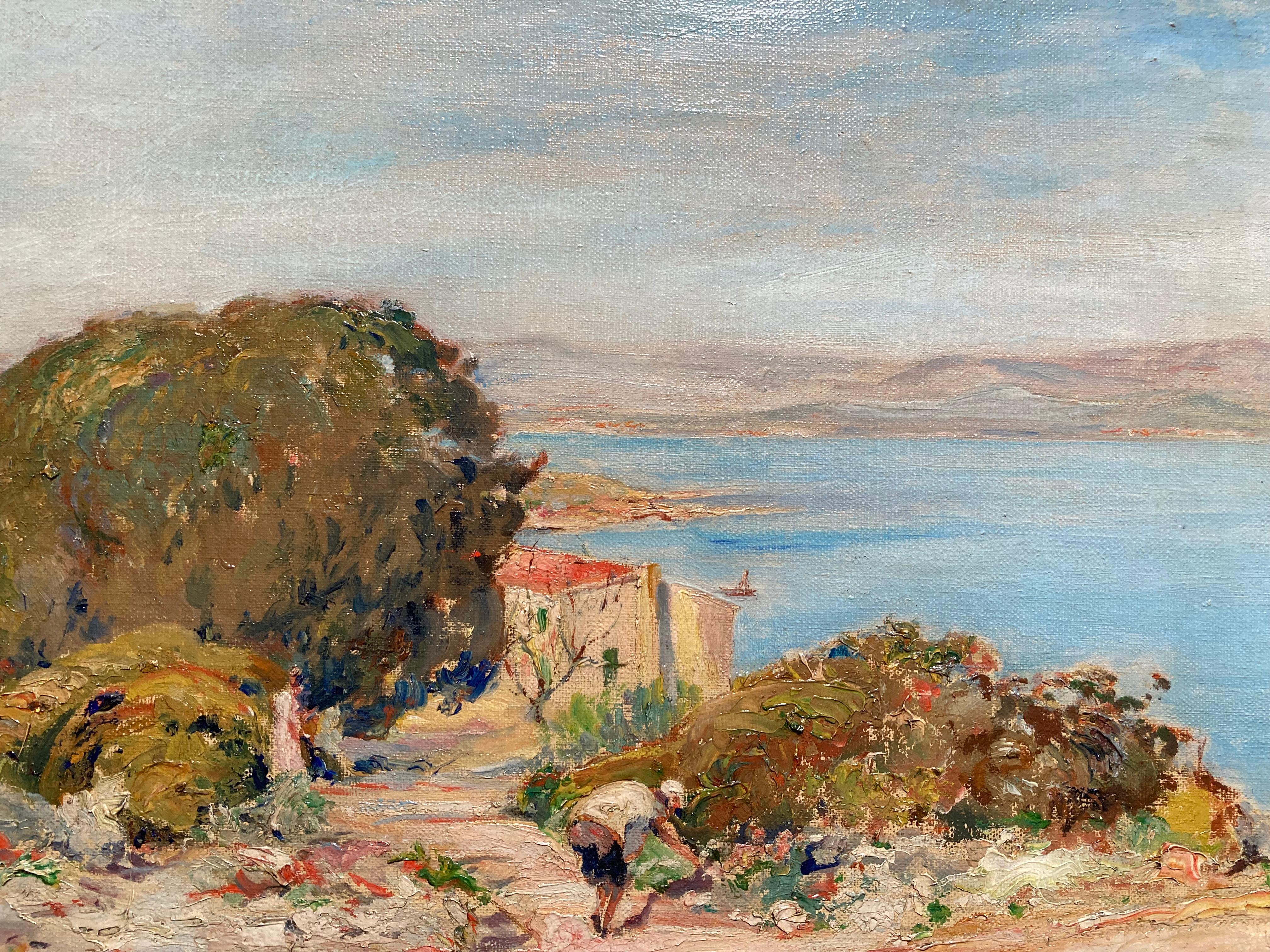 Ansicht von Isle Ste. Margeurit, europäisches impressionistisches Gemälde des 20. Jahrhunderts – Painting von Albert Fossard