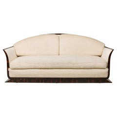 Albert Fournier Art Deco Macassar Veneer and Beige Mohair Upholstered Daybed