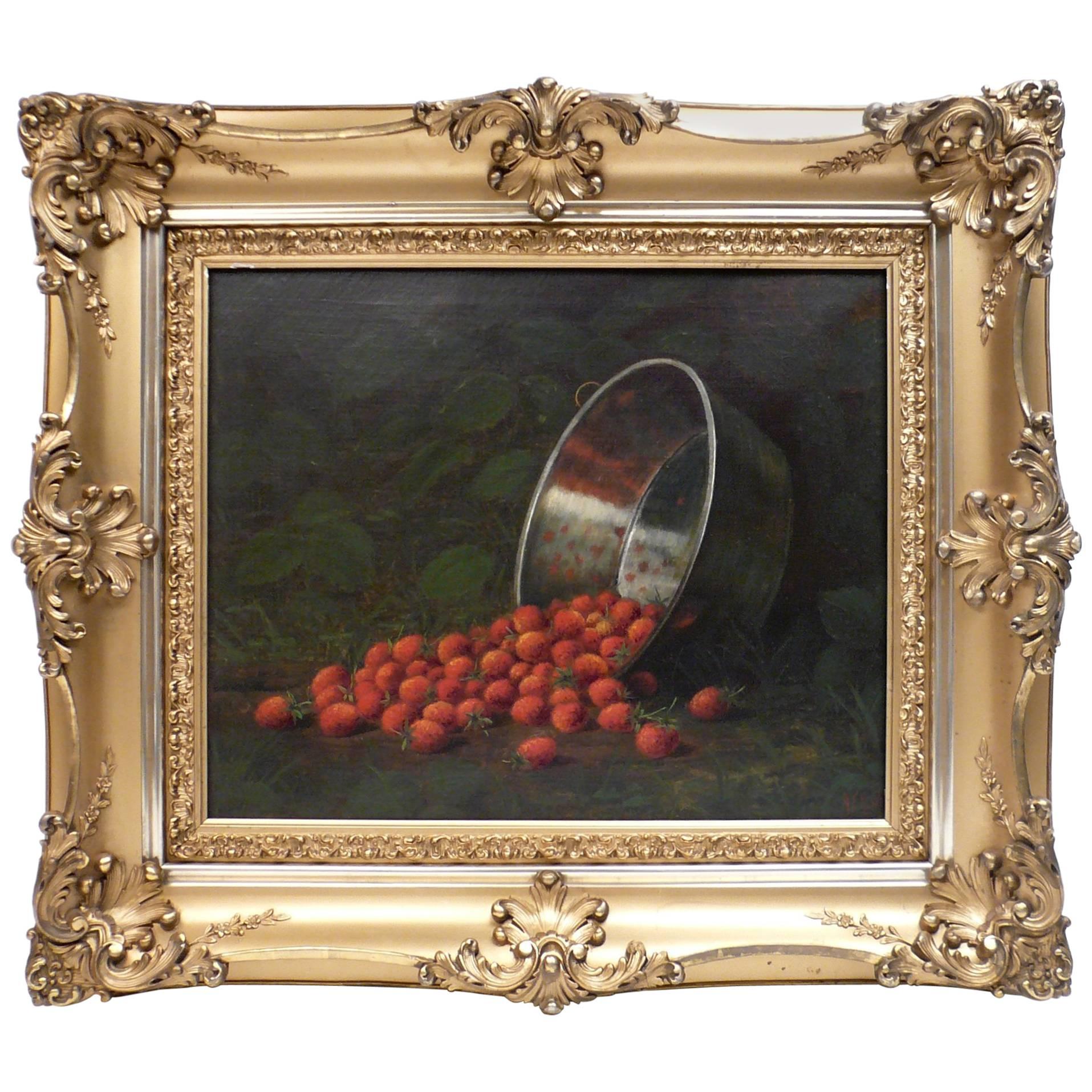 Albert Francis King; Still Life with Strawberries, Oil on Canvas