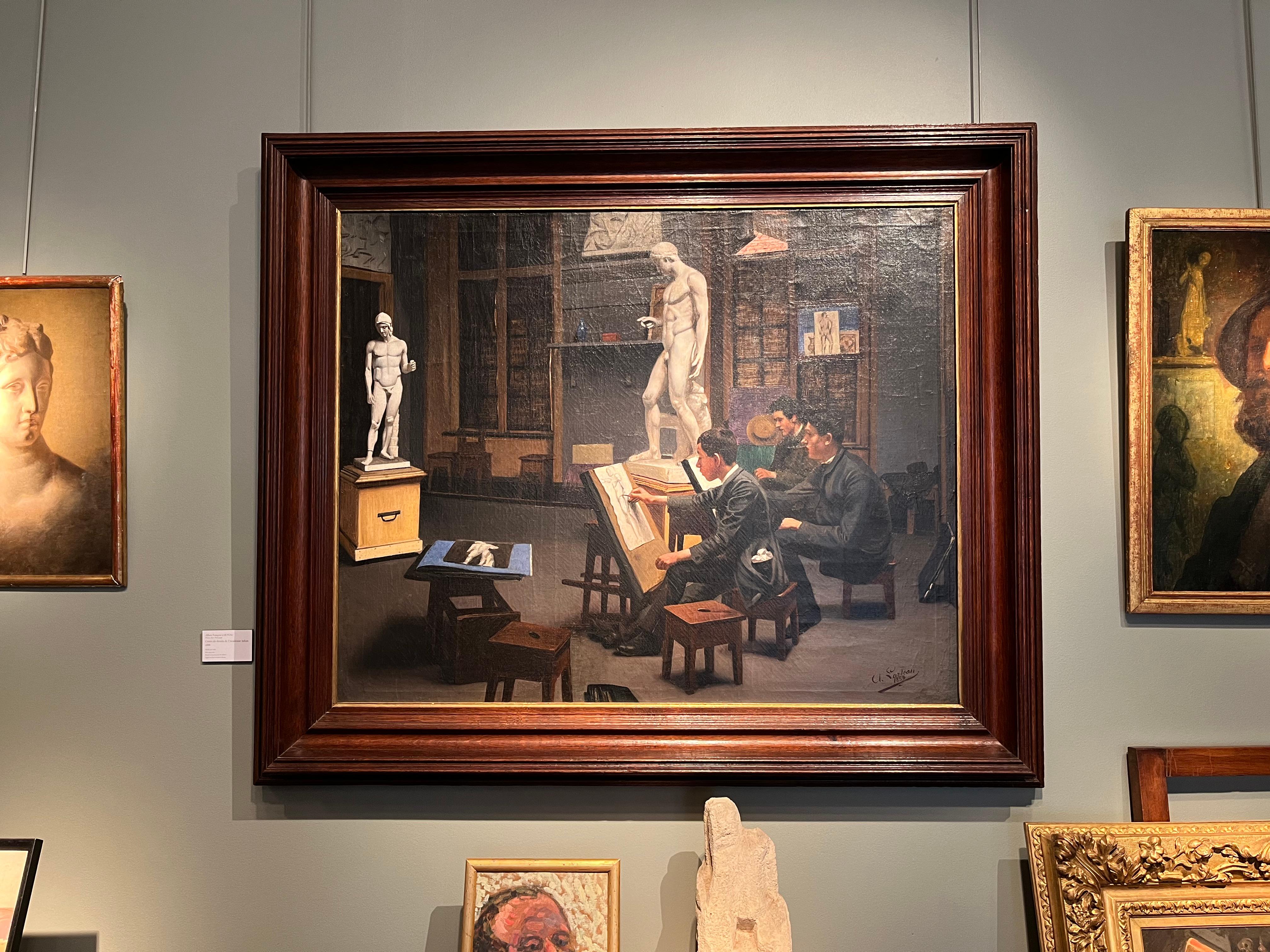 Cours de dessin à l'Académie Julian - Painting de Albert Francois Larteau