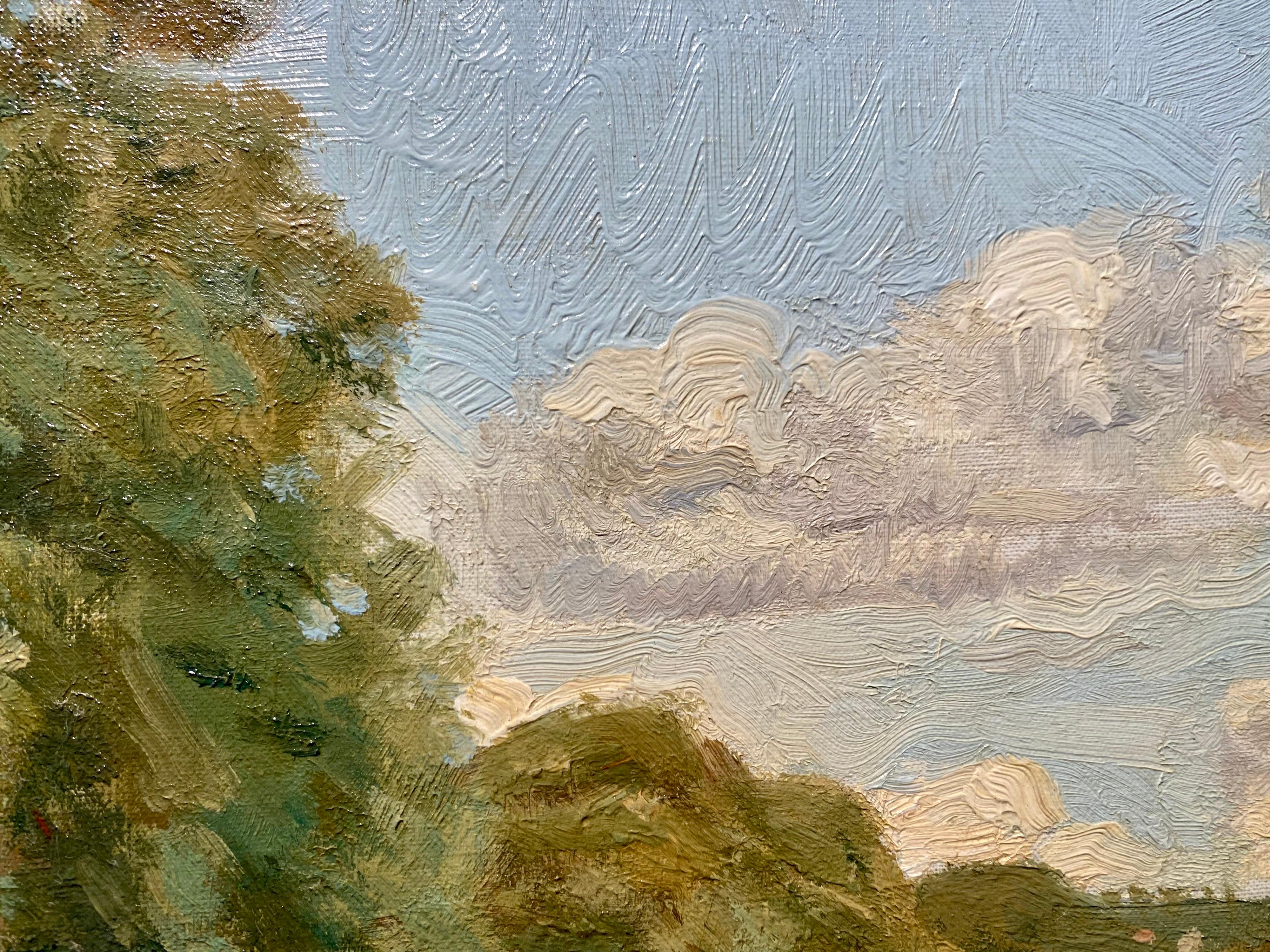 Grand tableau de paysage romantique impressionniste d'Albert Frédéric Cels 