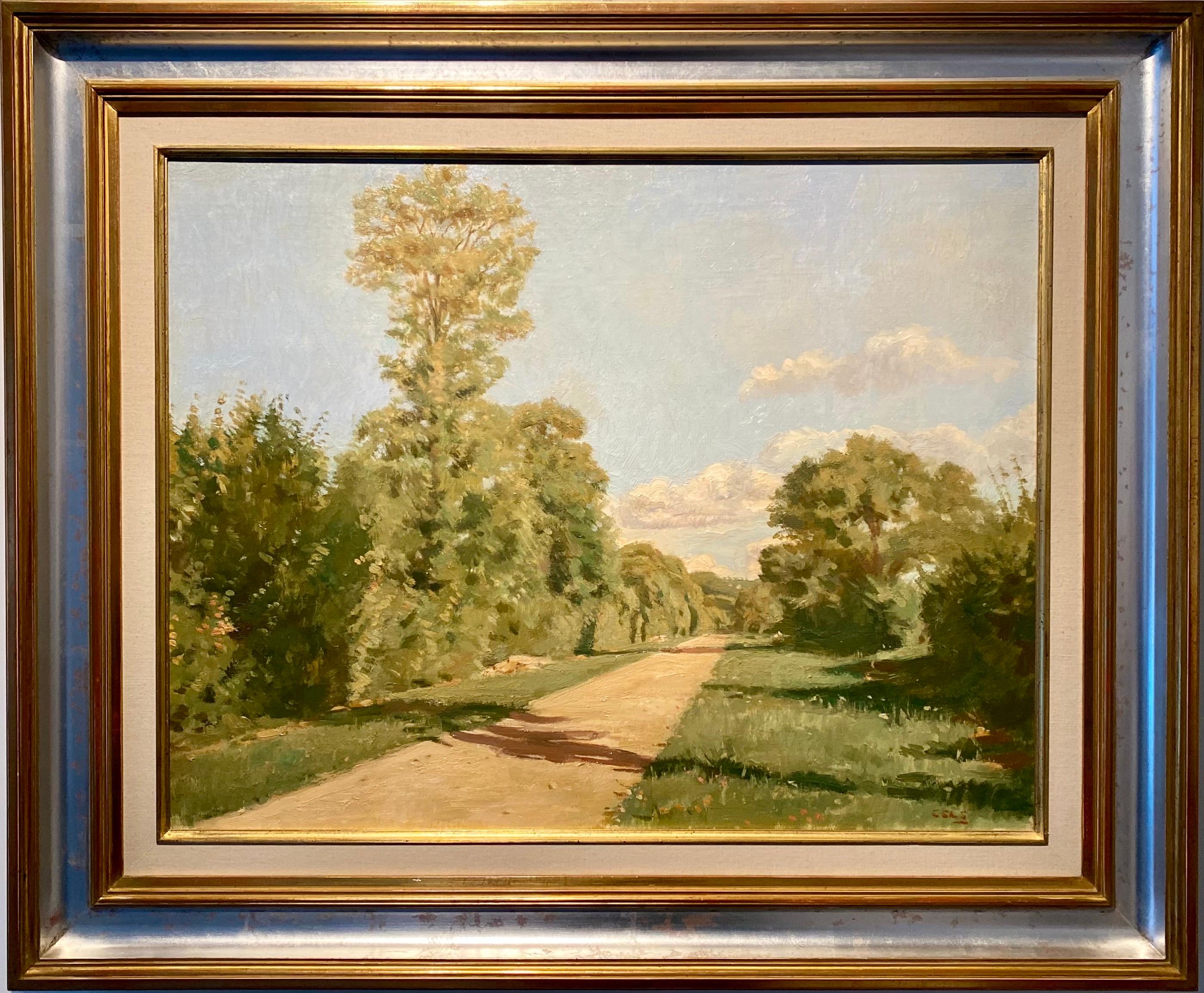 Landscape Painting Albert Frédéric Cels - Tableau de paysage impressionniste de style 19ème siècle "" Le printemps"" campagne 