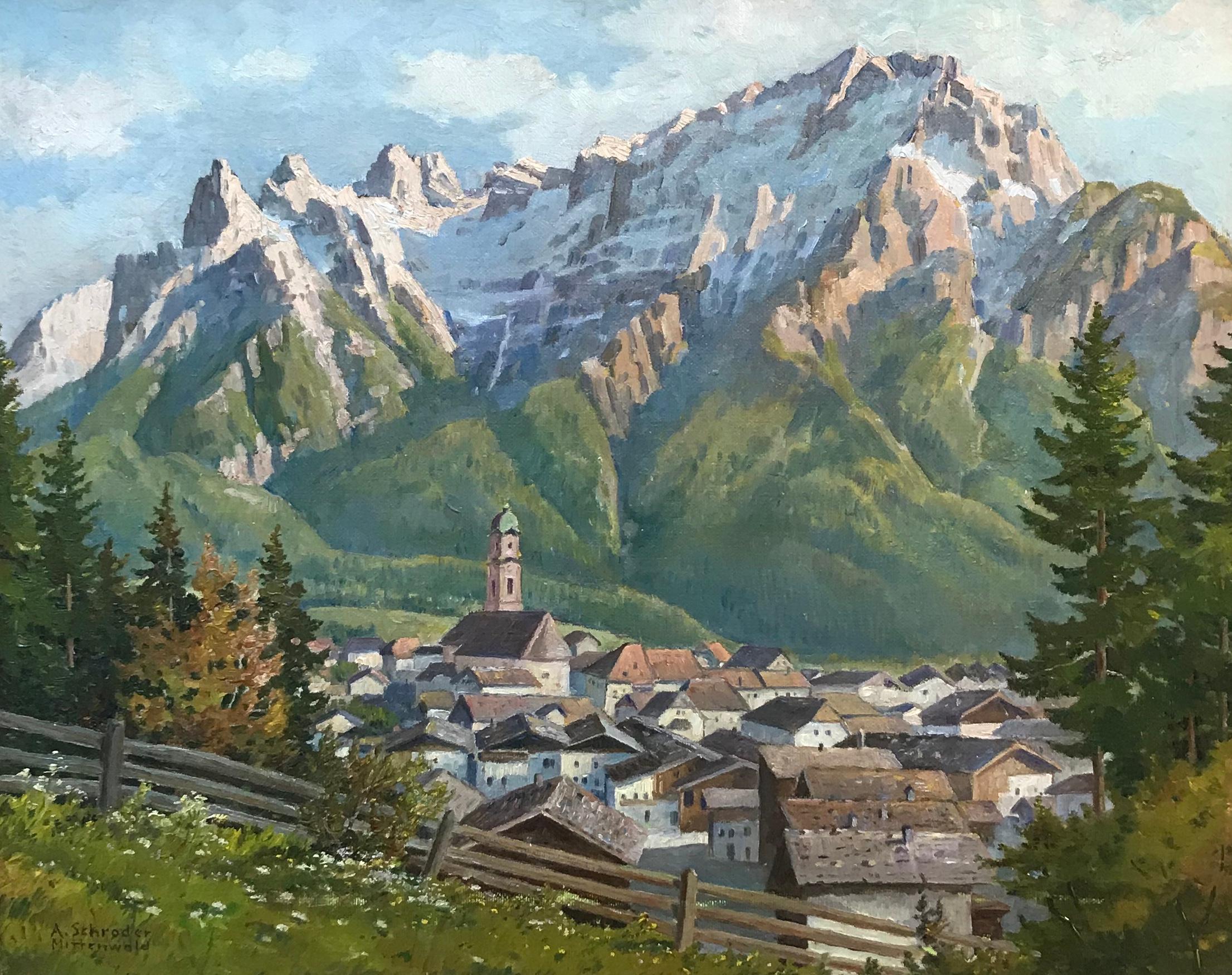 Albert Friedrich Schroder Landscape Painting - Mittenwald