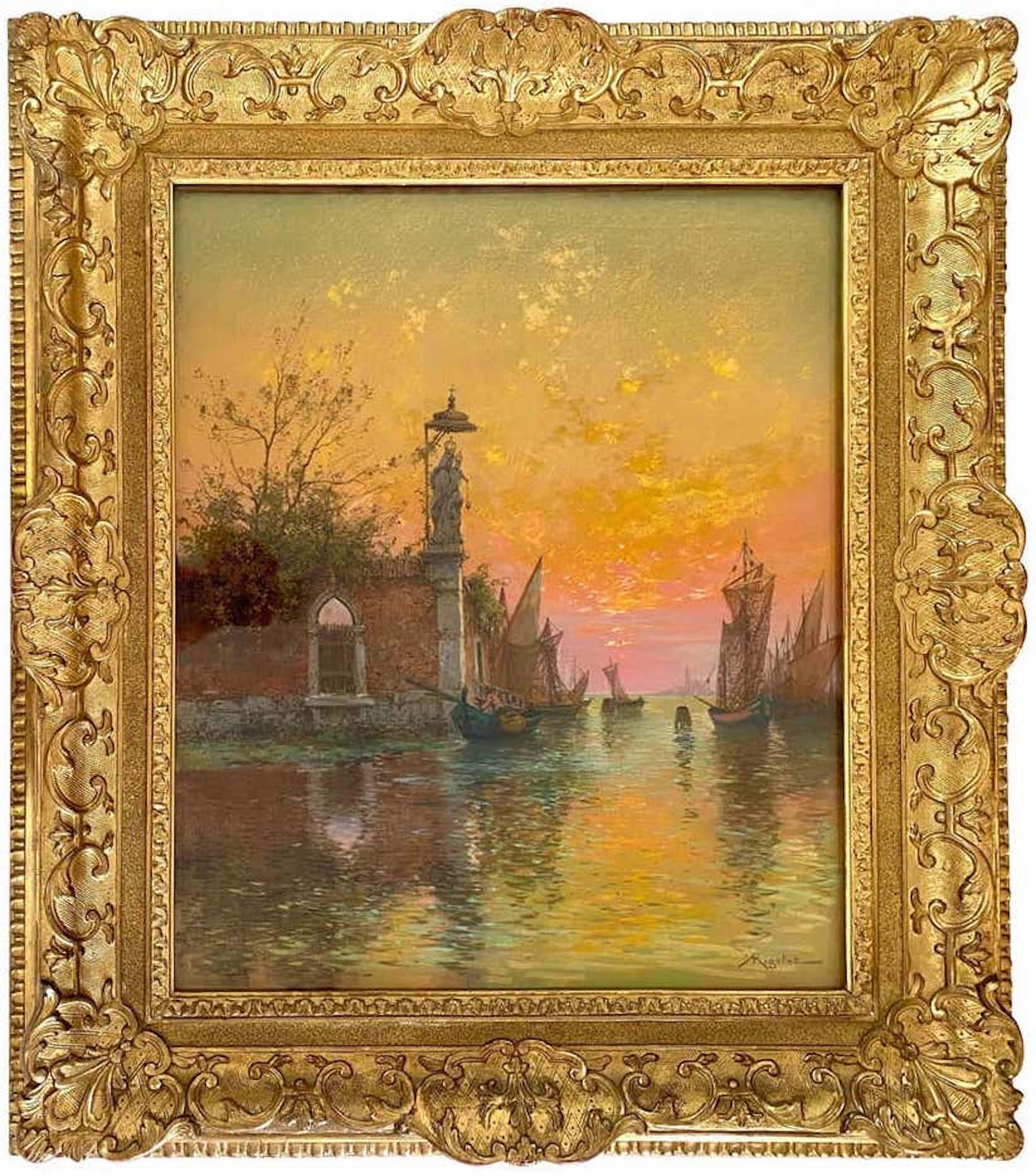 Albert Gabriel Rigolot Landscape Painting - A Venetian Canal