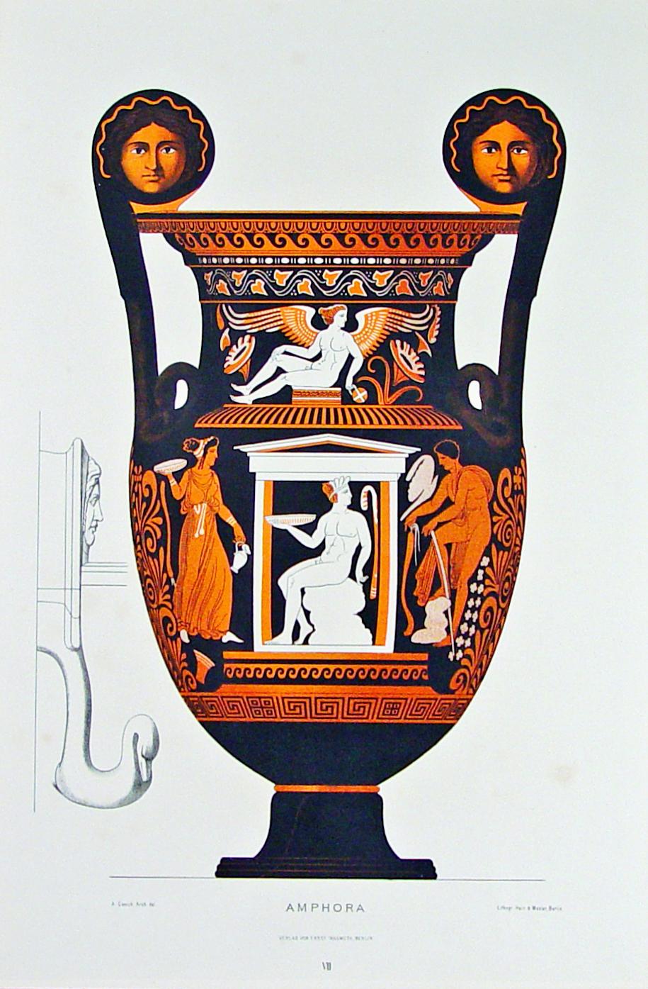 Albert Genick, impression lithographique d'une amphore de la Grèce antique en vente 4
