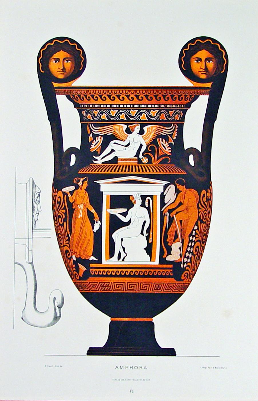 Neoclassical Revival Albert Genick, a Lithographic Print of an Ancient Greek Vase, an Amphora For Sale