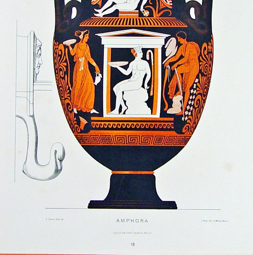 German Albert Genick, a Lithographic Print of an Ancient Greek Vase, an Amphora For Sale