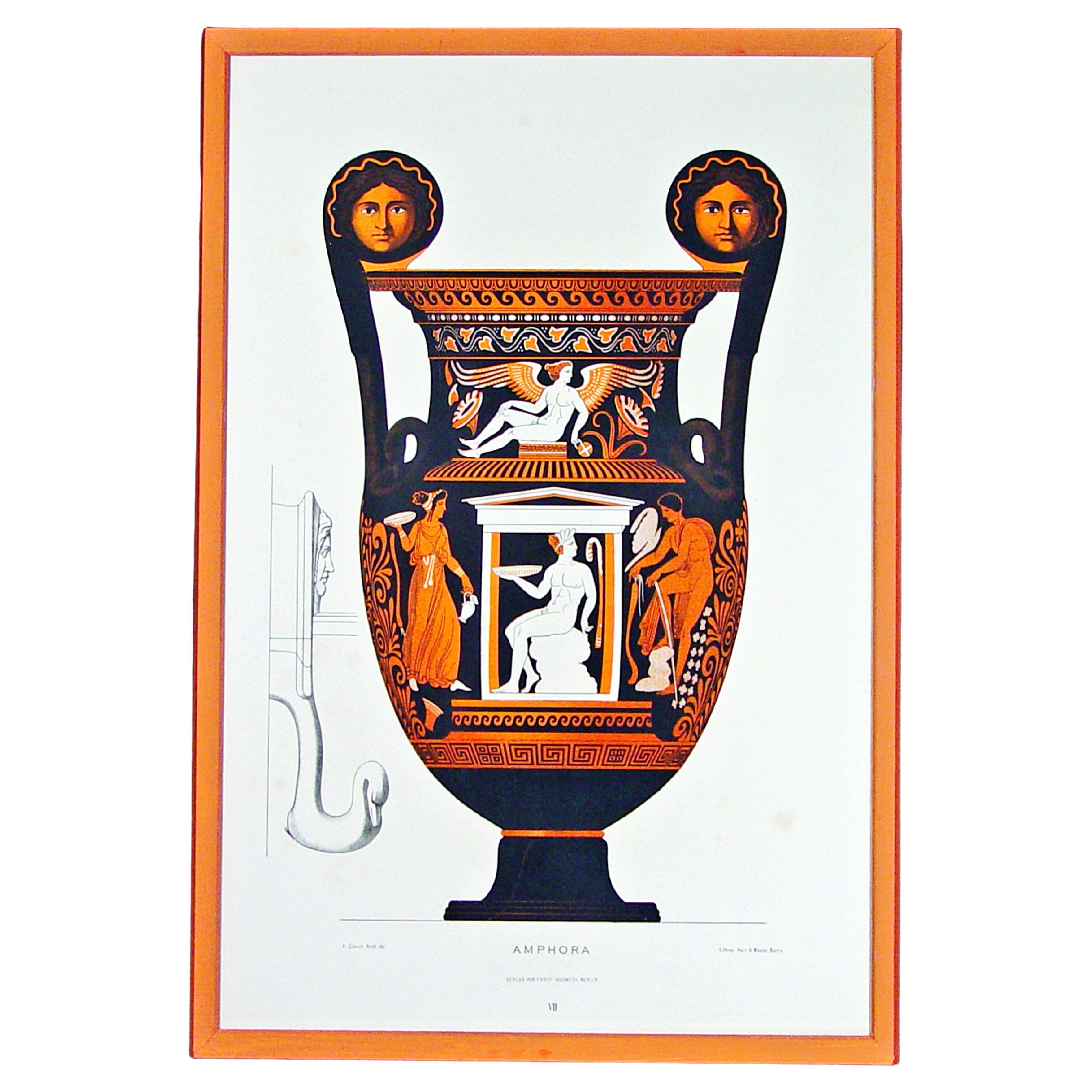 Albert Genick, a Lithographic Print of an Ancient Greek Vase, an Amphora