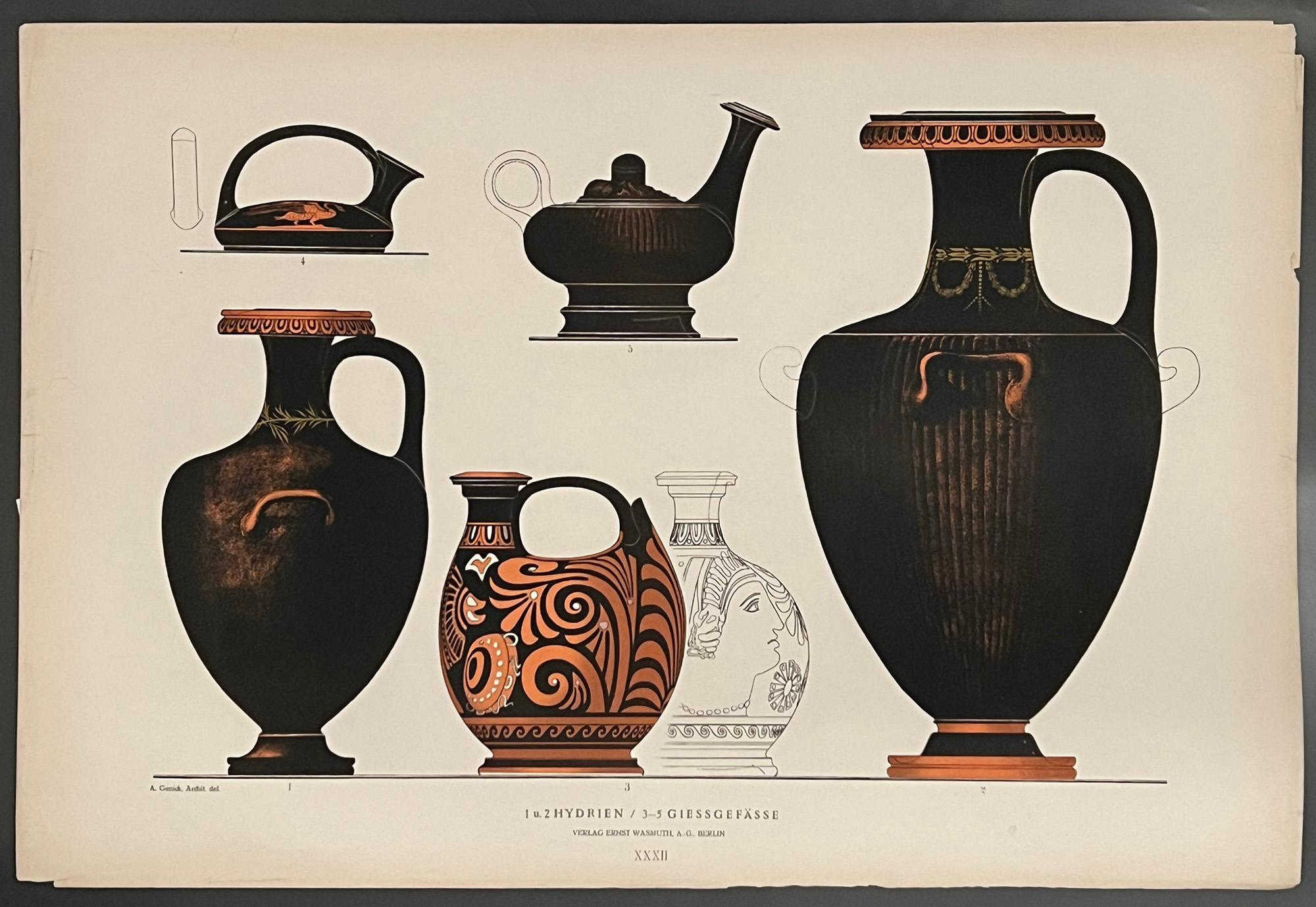 Greek vases - Hydrien - Print by GENICK, Albert.
