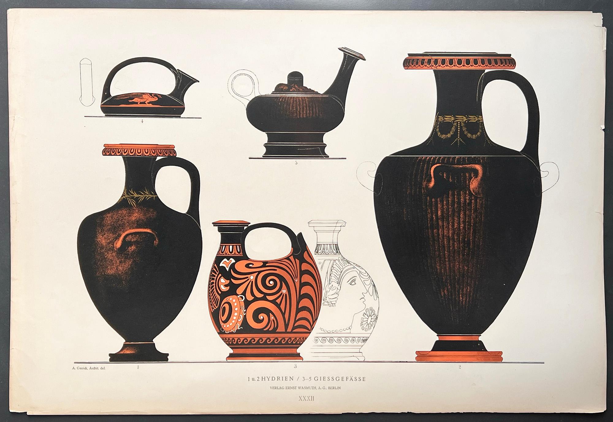 Greek vases - Hydrien - Print by GENICK, Albert.