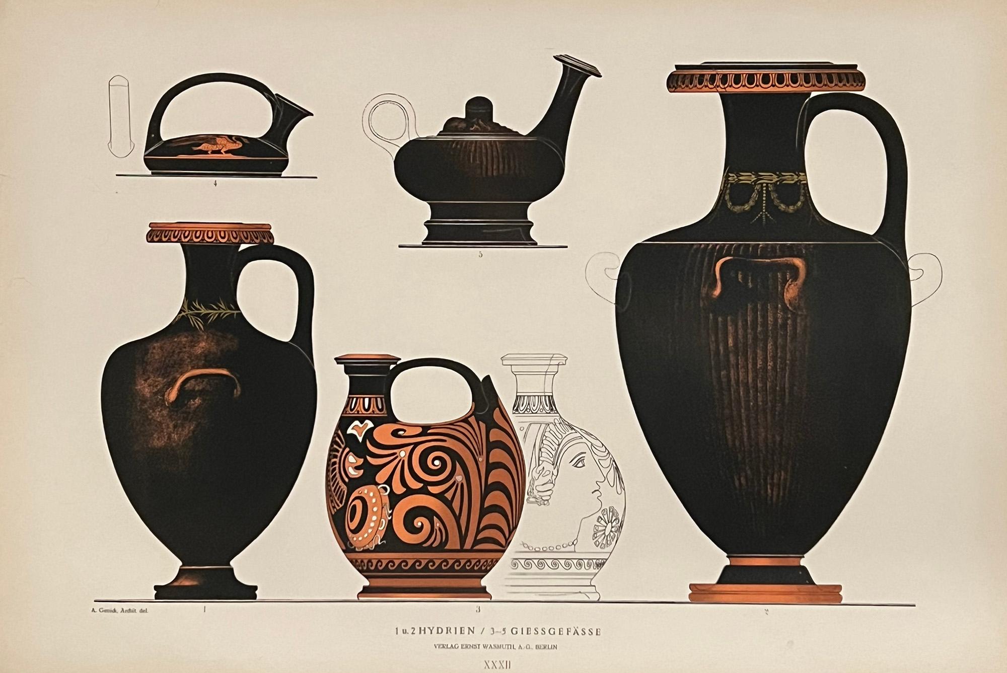 GENICK, Albert. Print - Greek vases - Hydrien