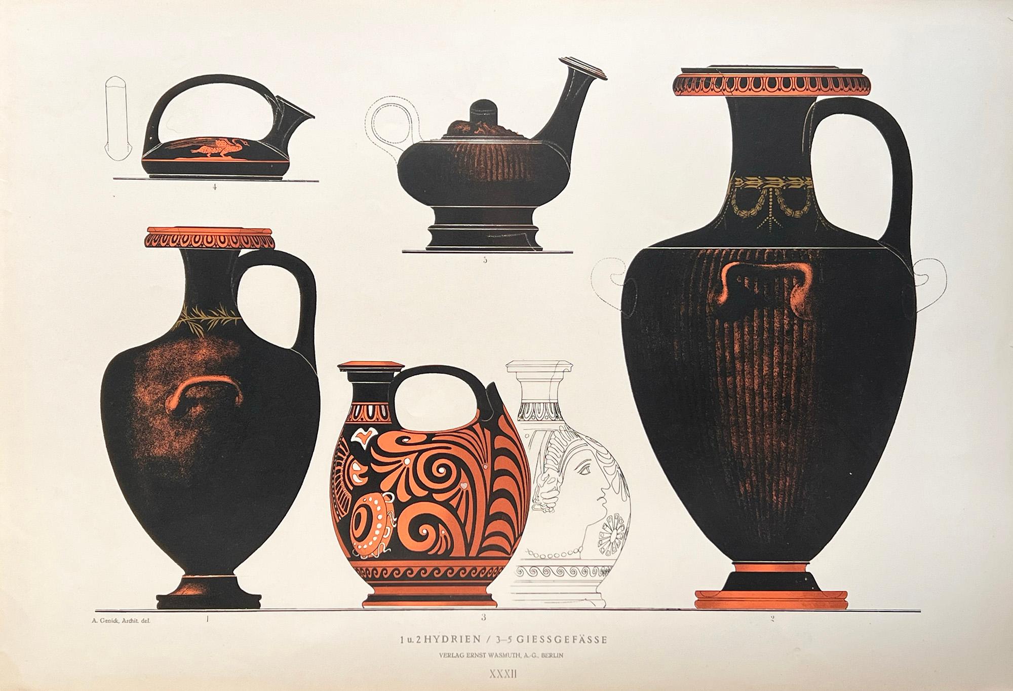 GENICK, Albert. Print - Greek vases - Hydrien