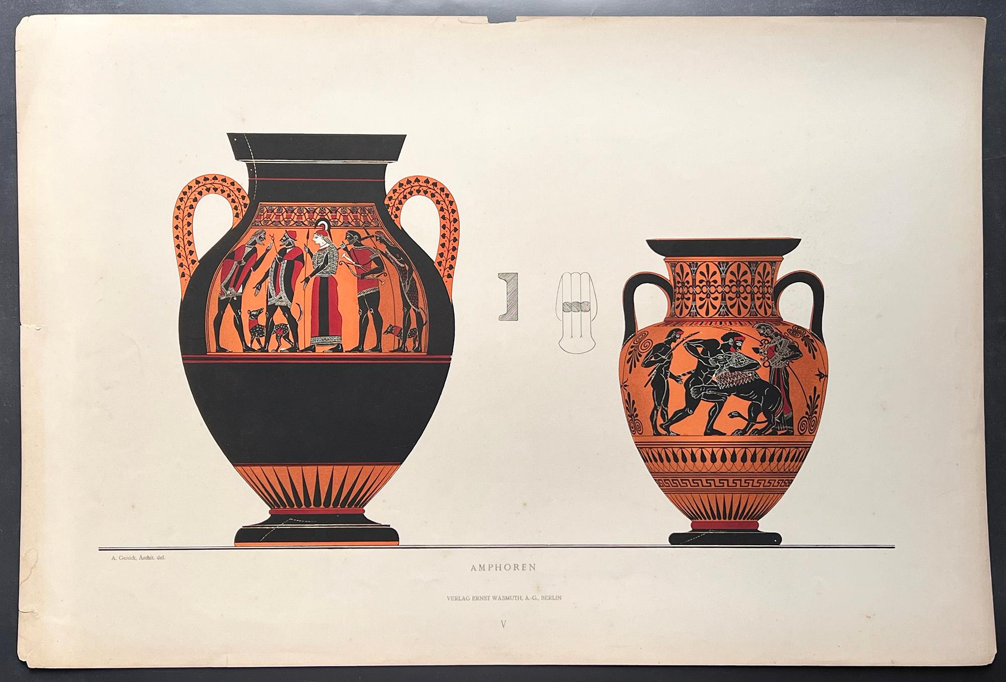 Litografia di vasi greci - Amphora - Print di GENICK, Albert.