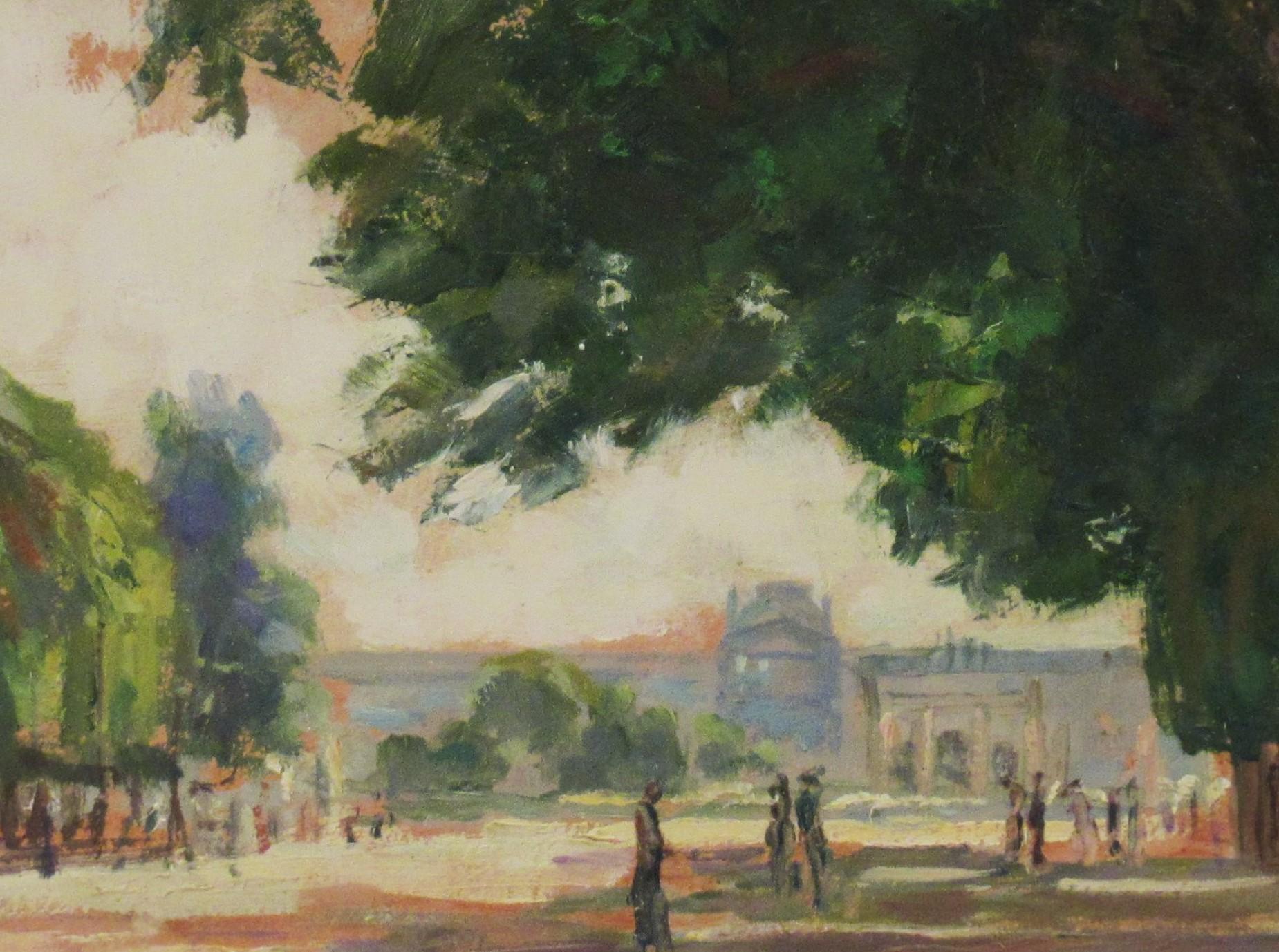 Jardin des Tuileries, Paris - Impressionnisme Painting par Albert Genta