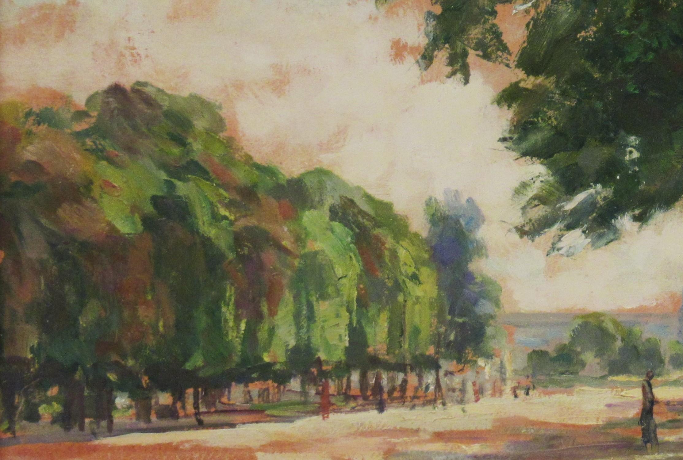 Jardin des Tuileries, Paris - Brown Figurative Painting by Albert Genta