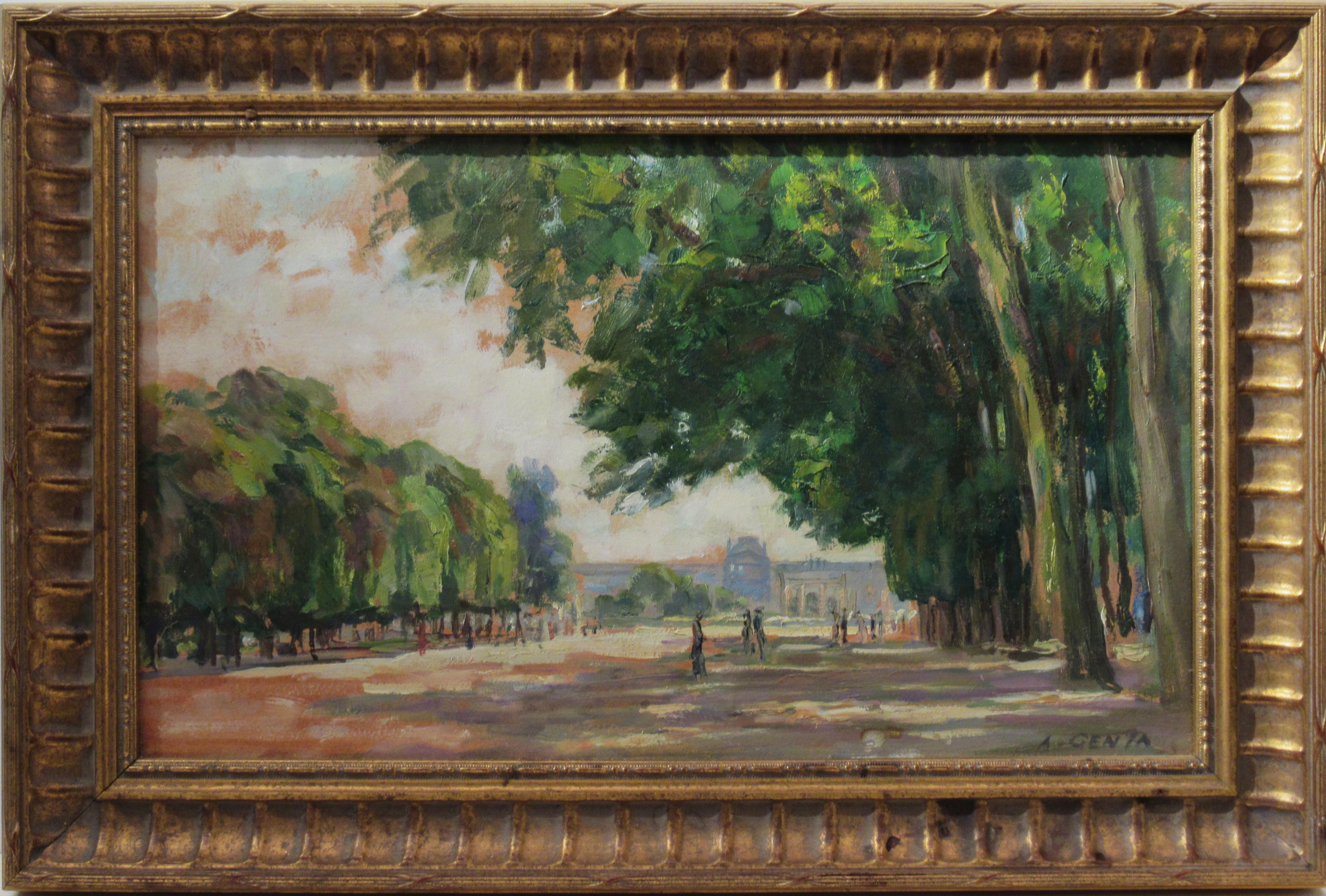 Landscape Painting de Albert Genta - Jardín de las Tullerías, París