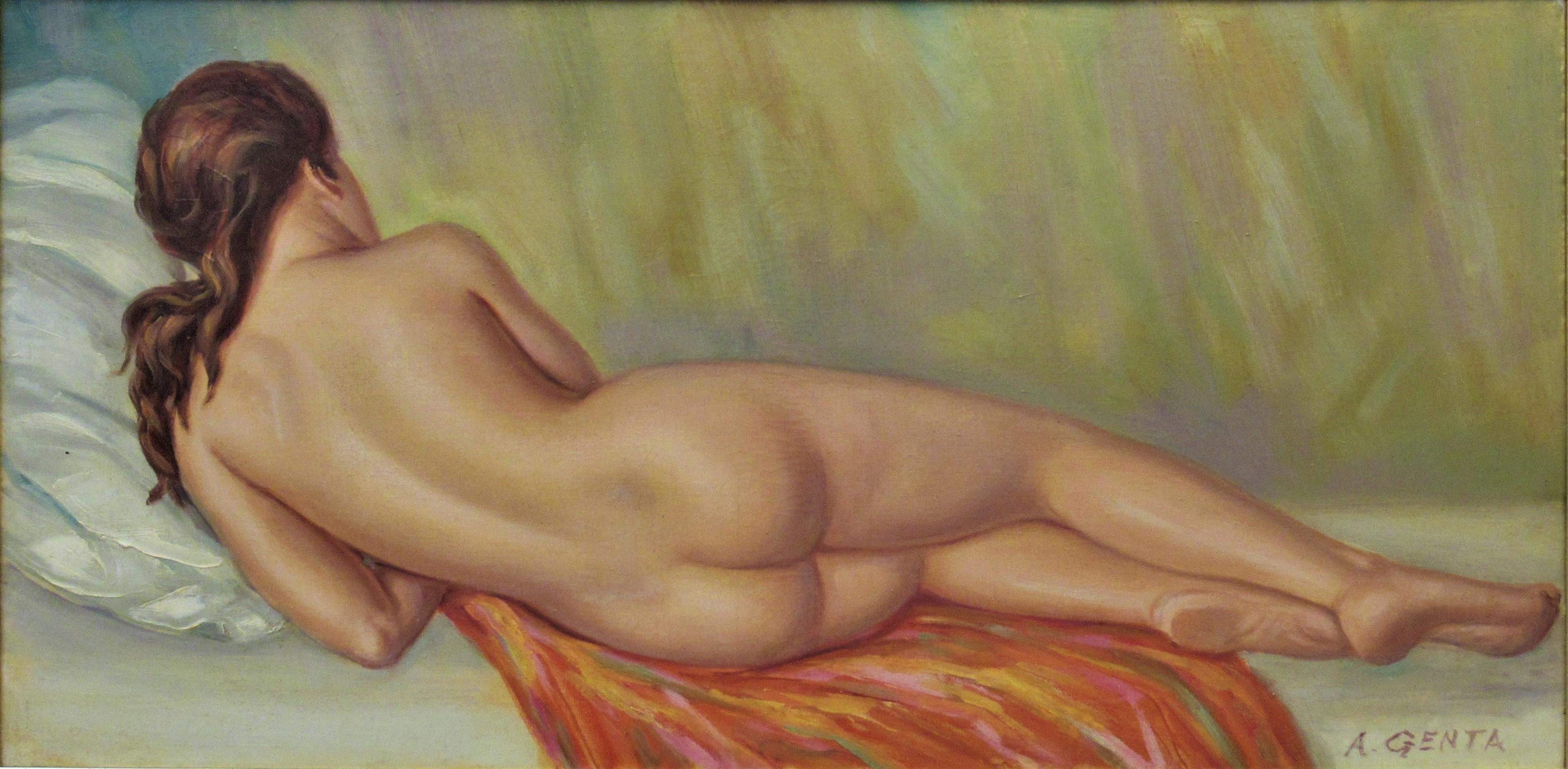Hautfarbener Nackt – Painting von Albert Genta