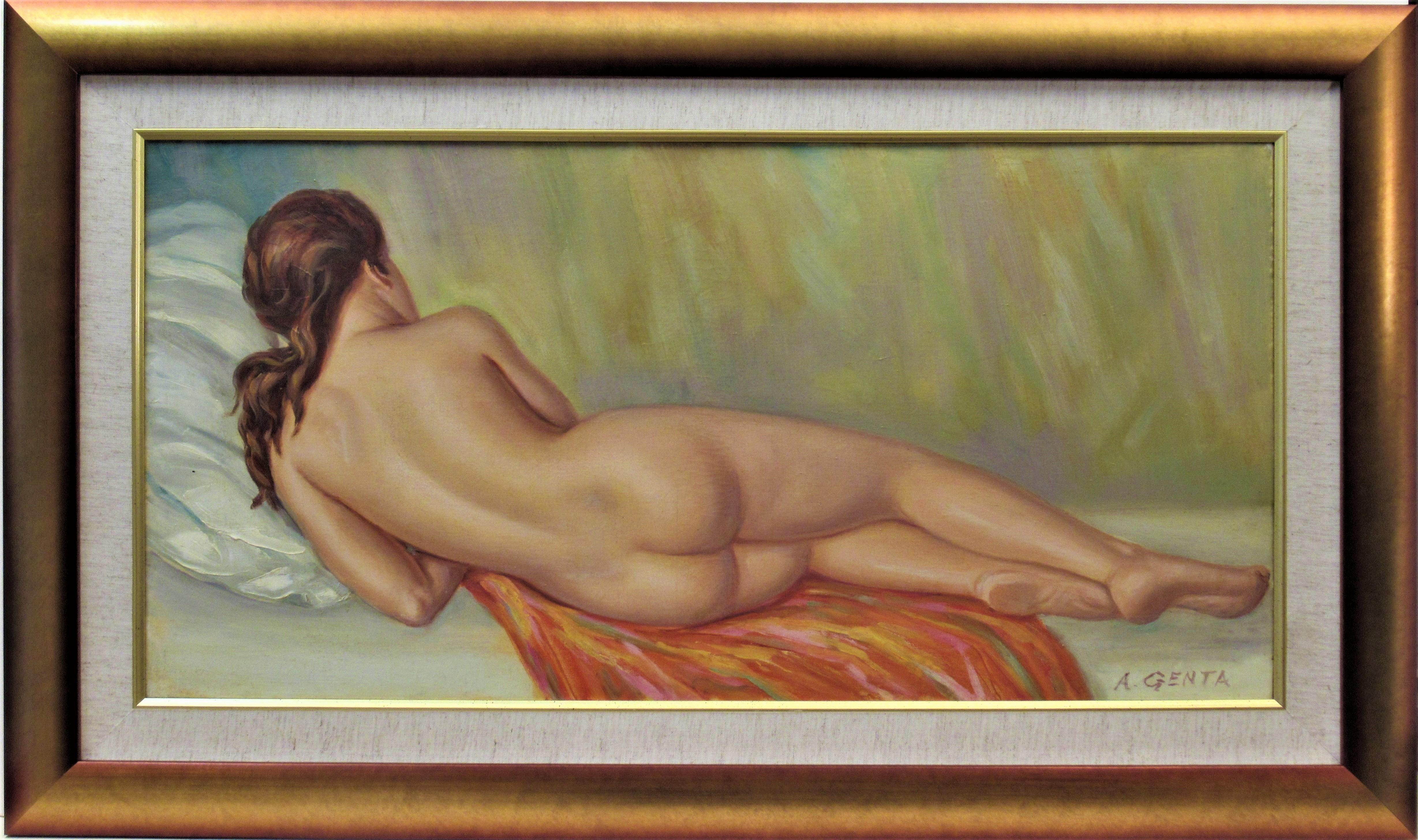 Albert Genta Nude Painting – Hautfarbener Nackt