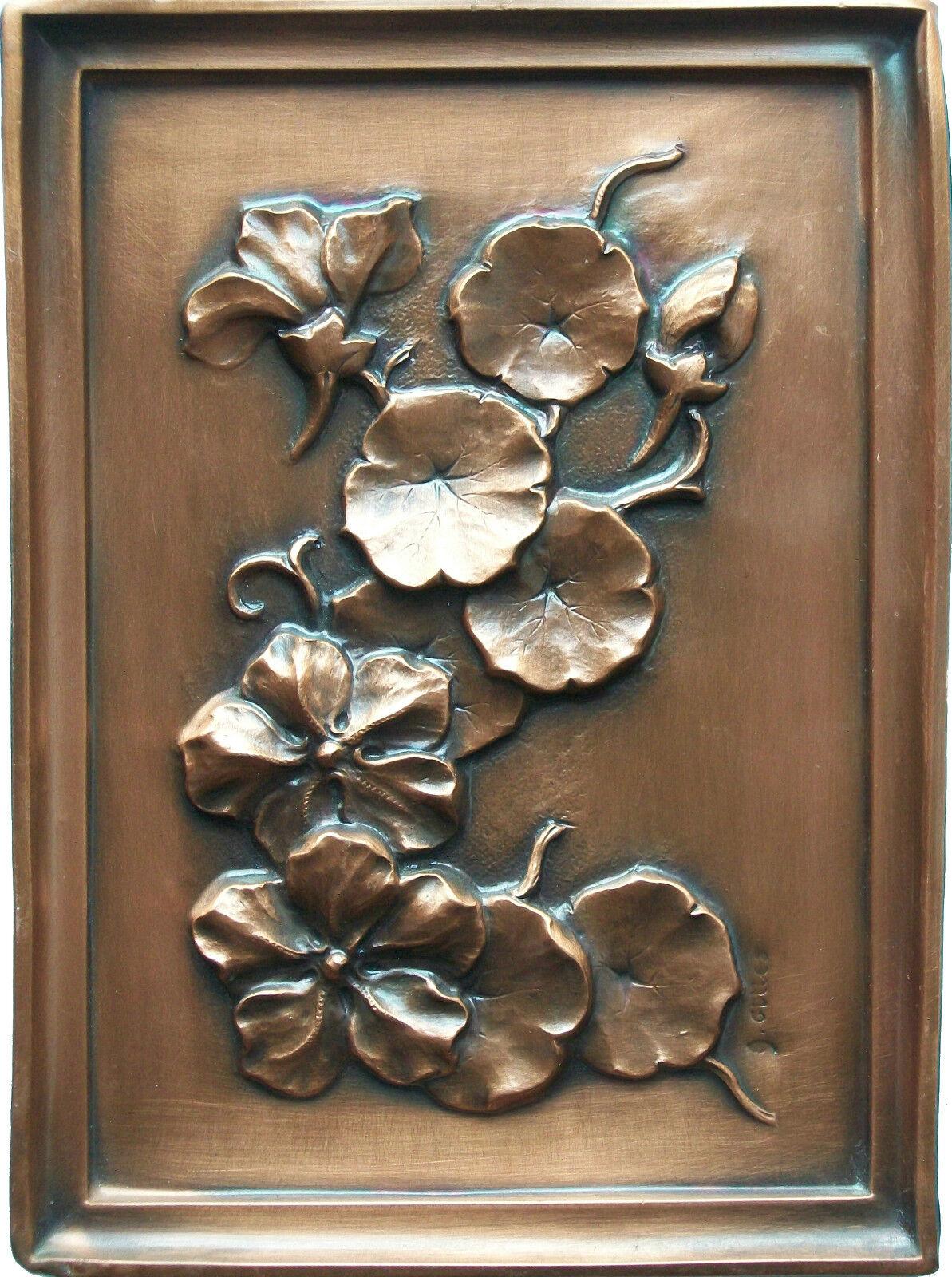 Arts and Crafts ALBERT GILLES - Copper Repoussé Panel - Signed - Canada - Late 20th Century For Sale