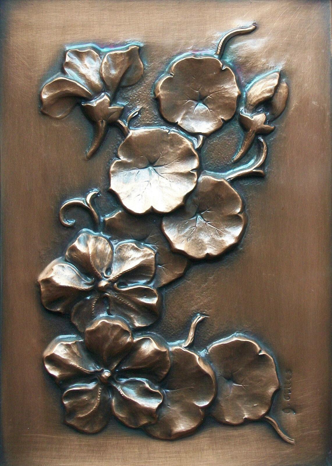 Hand-Crafted ALBERT GILLES - Copper Repoussé Panel - Signed - Canada - Late 20th Century For Sale