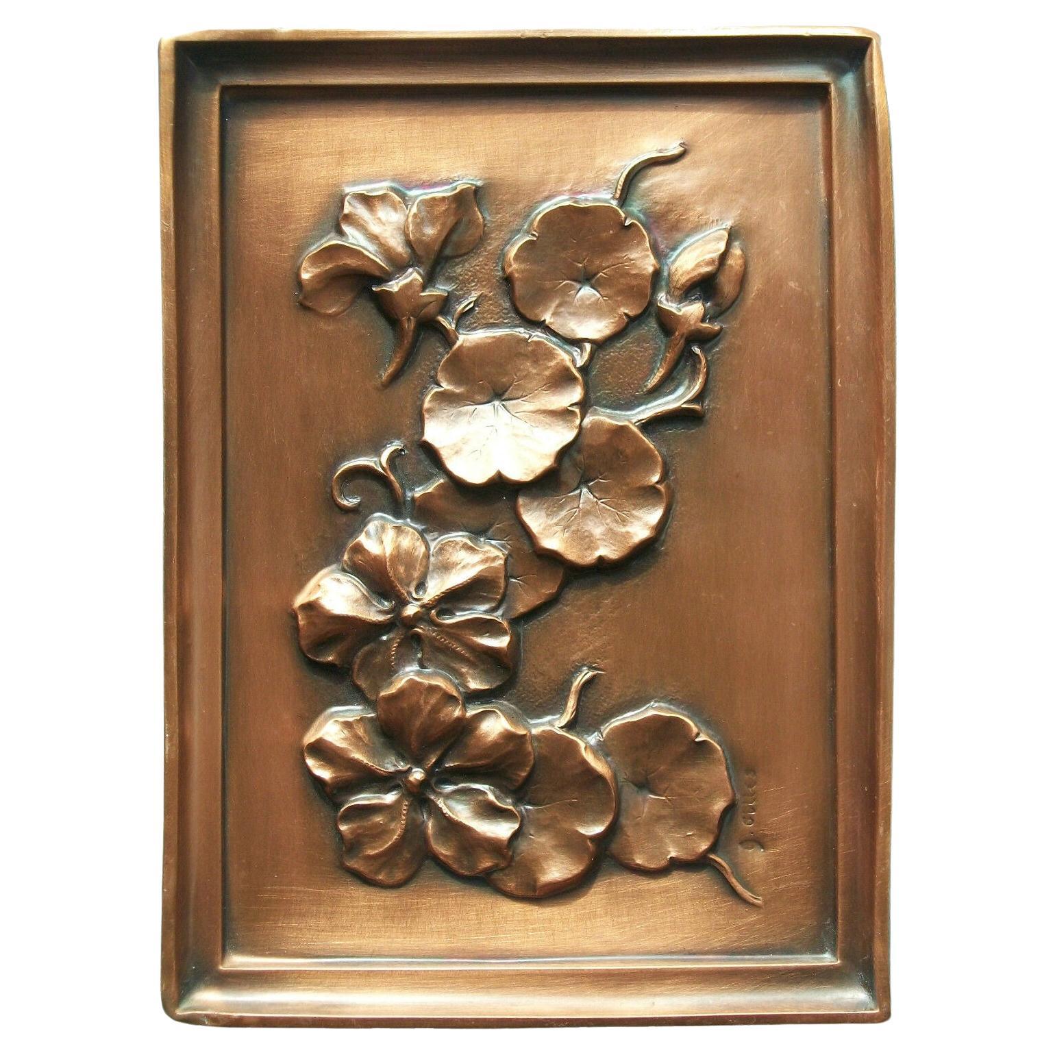 ALBERT GILLES - Copper Repoussé Panel - Signed - Canada - Late 20th Century For Sale