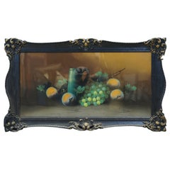 Albert Glatthaar - Peinture victorienne ancienne au pastel - Nature morte - Pichet à fruits 34 po.