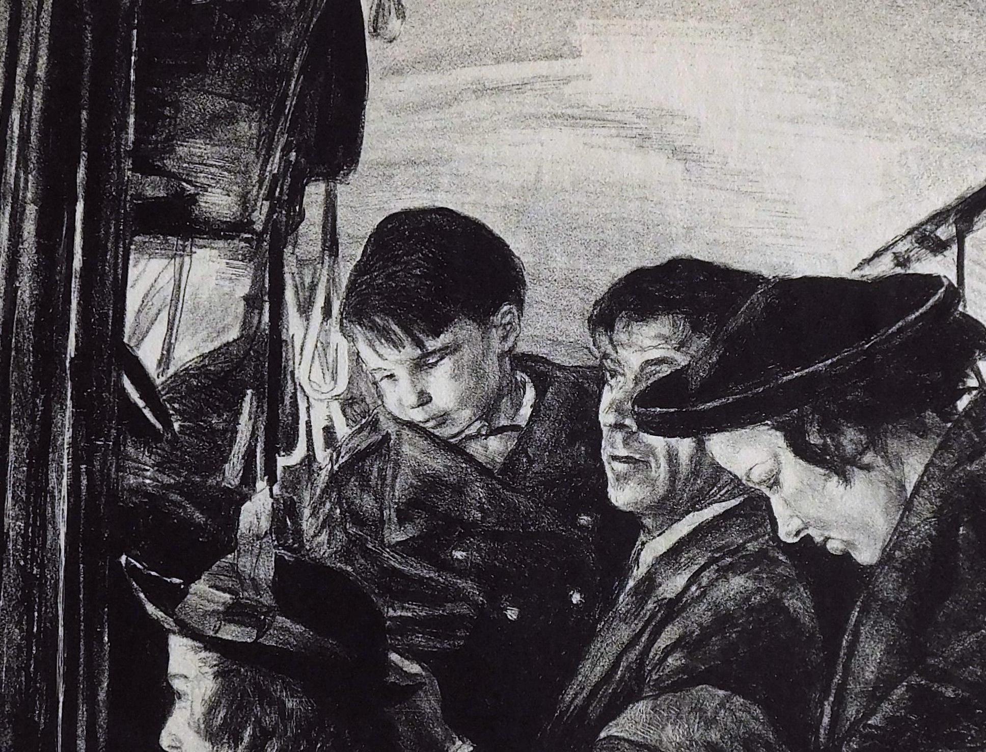 Albert Gold, artista di Filadelfia dell'epoca della Depressione, Litografia - Carrello della domenica in vendita 3