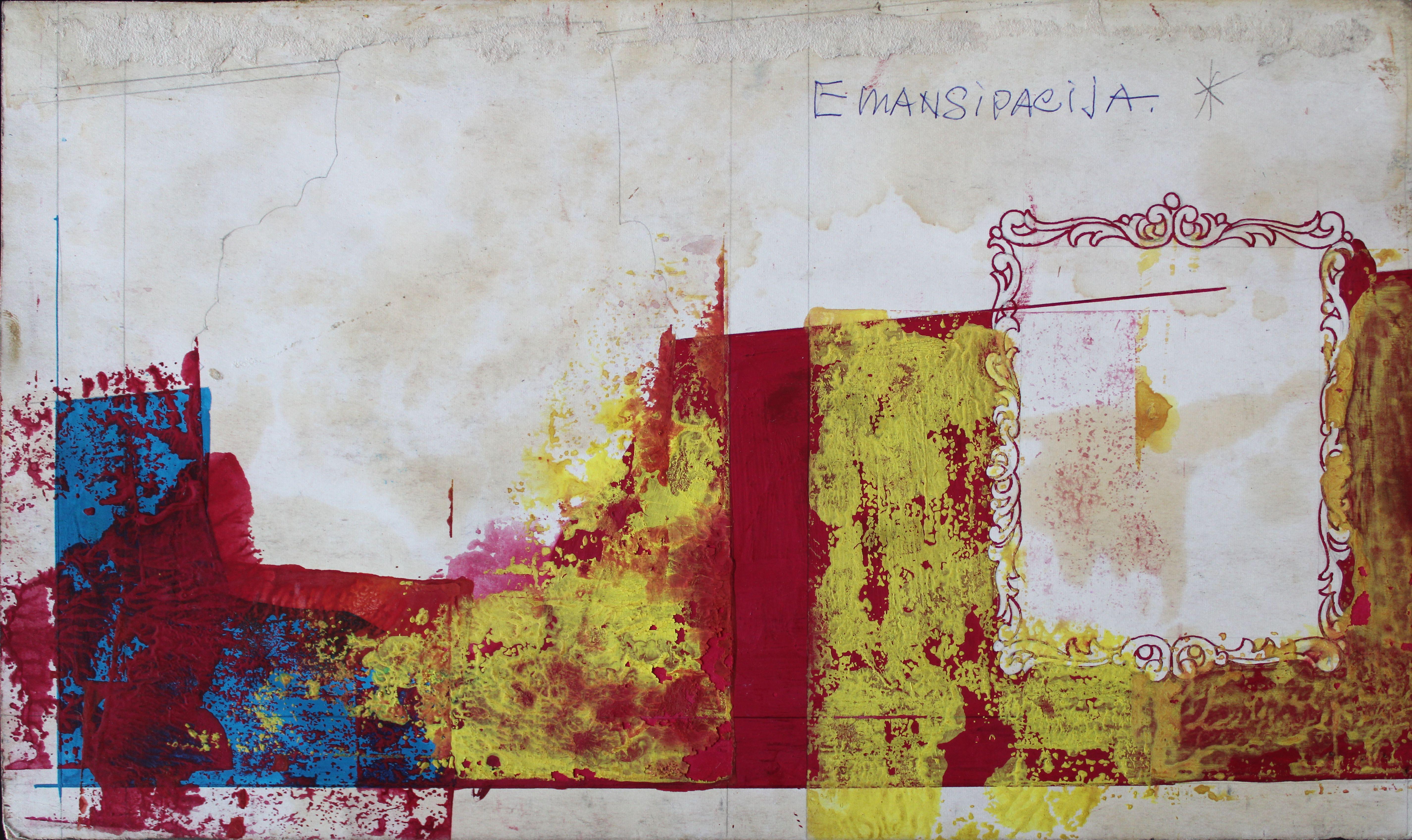 Emancipation  Mixed media on paper, 19.5x33 cm For Sale 2