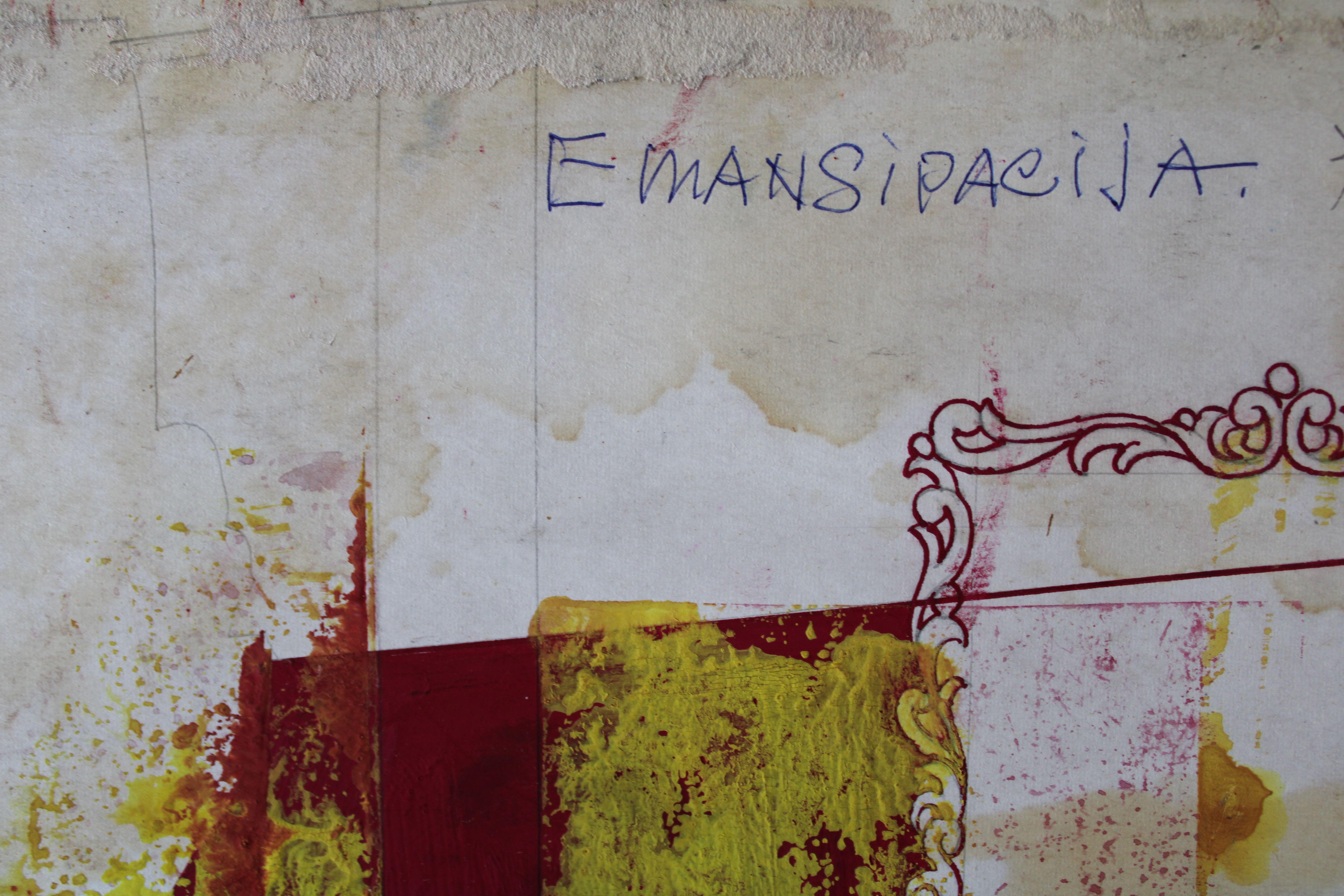 Emancipation  Mixed media on paper, 19.5x33 cm For Sale 3