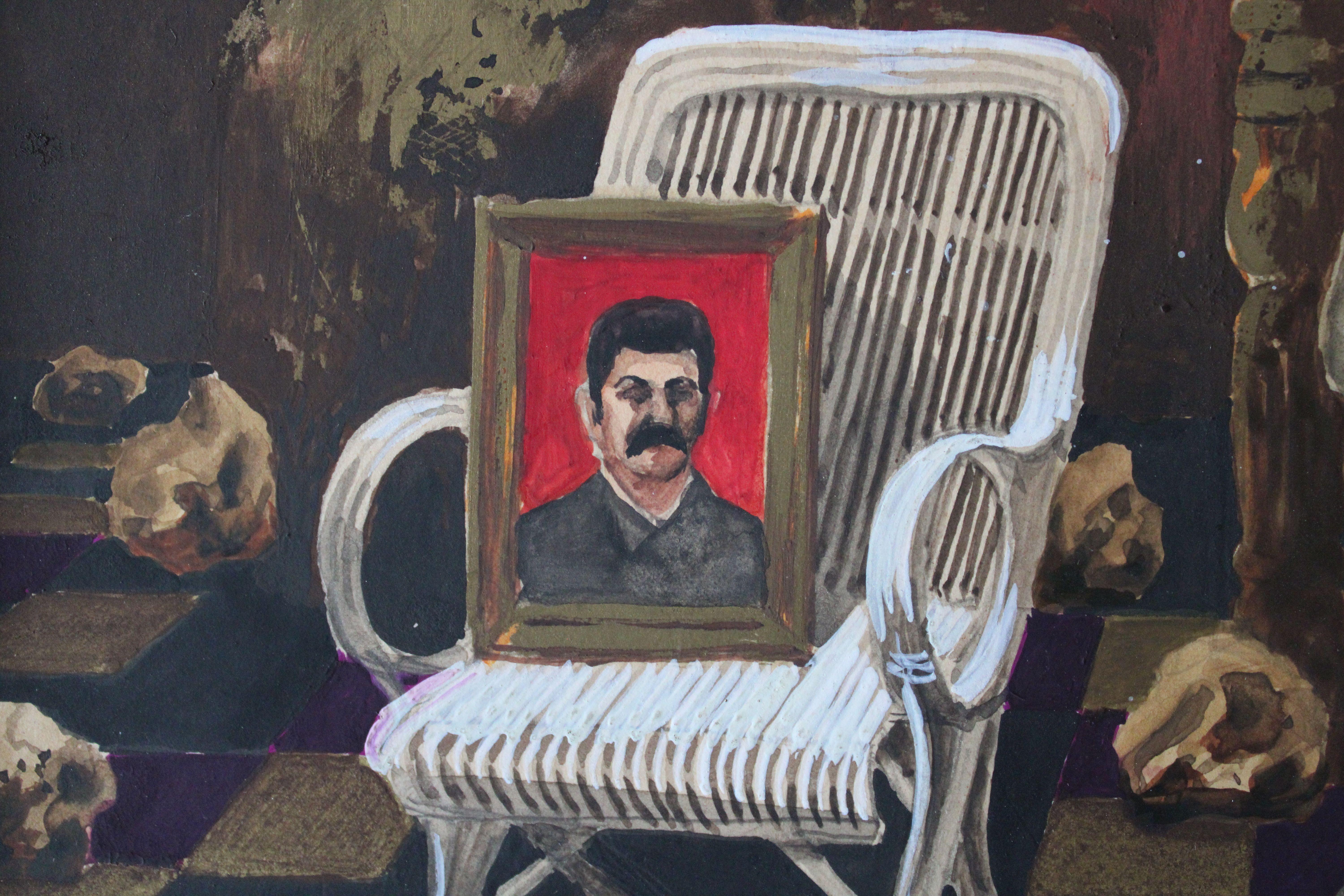 Epifanía  1987, papel, técnica mixta, 24x29 cm - Figurative Painting Negro de Albert Goltjakov 