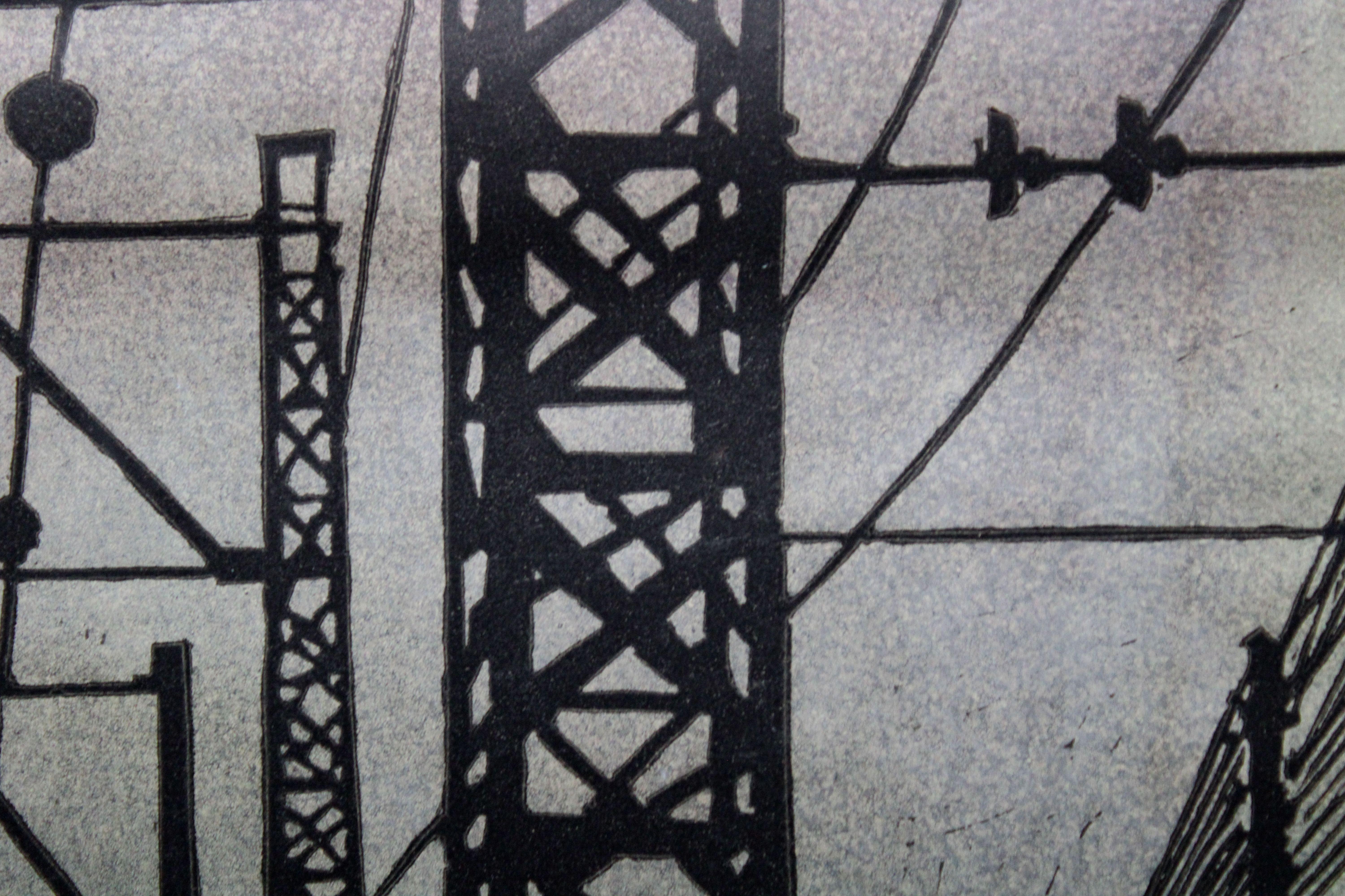 À Jurmala  1960, 1/10, papier, linogravure, 45x37 cm - Surréalisme Print par Albert Goltjakov 