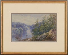 Albert Goodwin - Monogrammed 1894 Framed English Watercolour, Rowing Down River