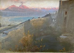 Albert Goodwin - Naples - Peinture à l'huile britannique de la fin du XIXe siècle