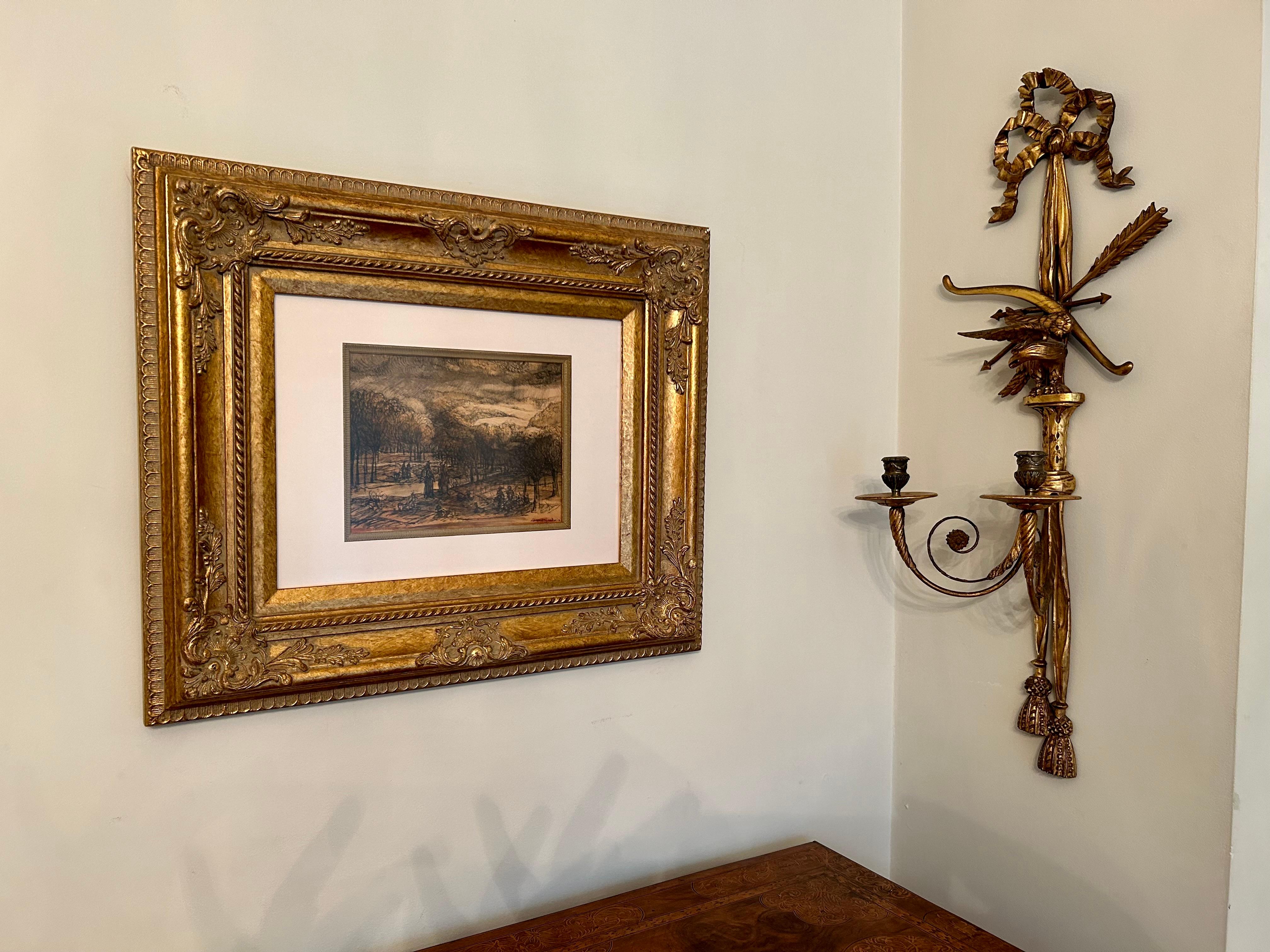 Romantique Albert Goodwin, croquis de paysage sans titre, stylo et lavis à l'encre, signé en vente