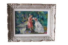 Portrait of a dog and child by French artist Albert Grenier (1859-1925)