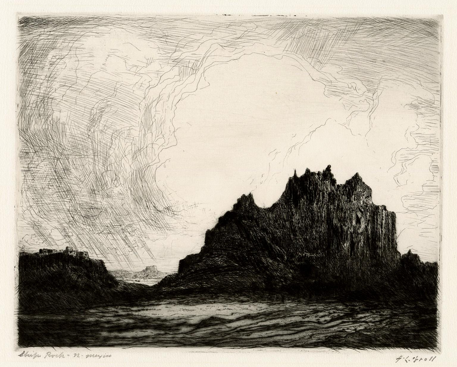 Albert Groll Landscape Print - 'Ship Rock, New Mexico' — 