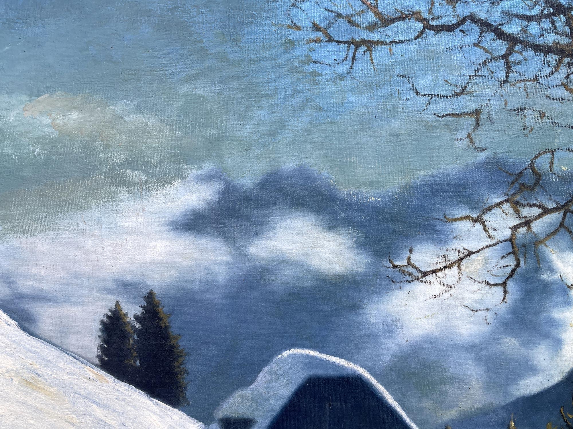 Albert Gruber, Hut in the Snowy Forest Oil on Canvas, 1940 5