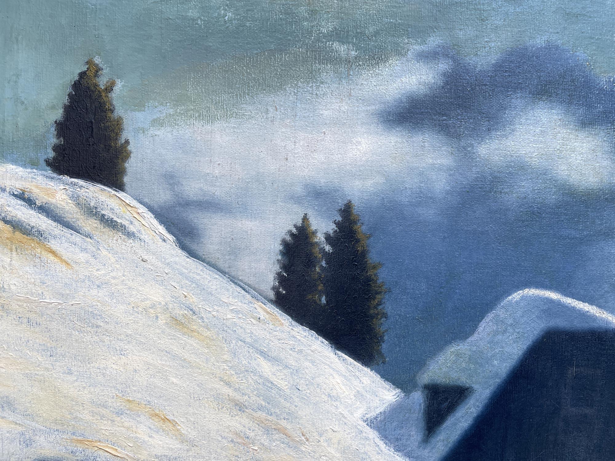 Albert Gruber, Hut in the Snowy Forest Oil on Canvas, 1940 6