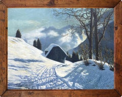 Albert Gruber, Hut in the Snowy Forest Oil on Canvas, 1940