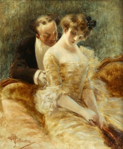 Manoeuvre de Seduction - Belle Epoque Impressionist Oil by Albert Guillaume