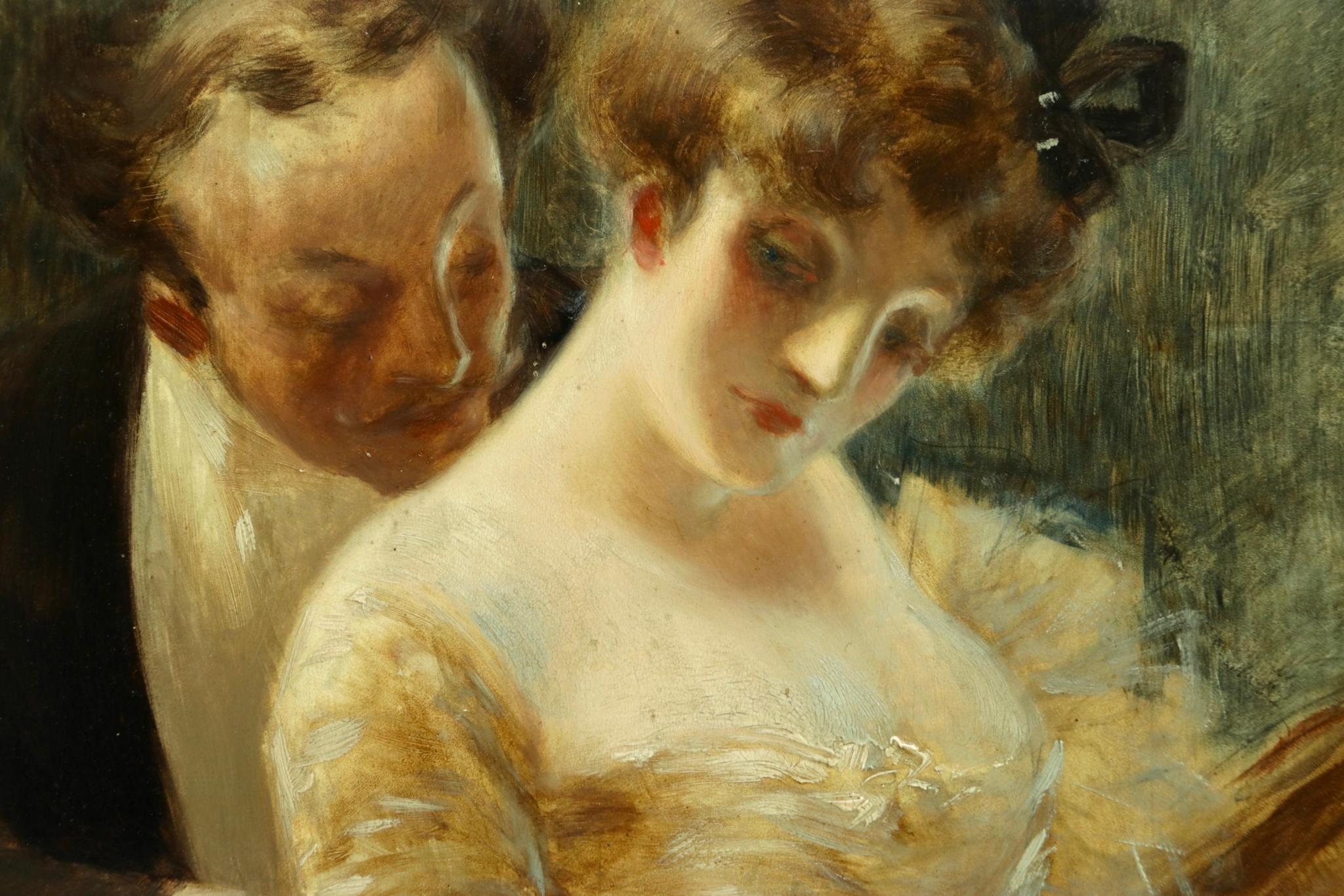 Manoeuvre de Seduction - Belle Epoque Impressionist Oil by Albert Guillaume 2