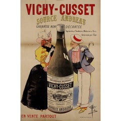 Circa 1895 original Belle Époque advertising poster for Vichy Cusset Eau
