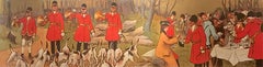 Cartel original Antique French, "Caza con sabuesos", Albert Guillaume, Litografía