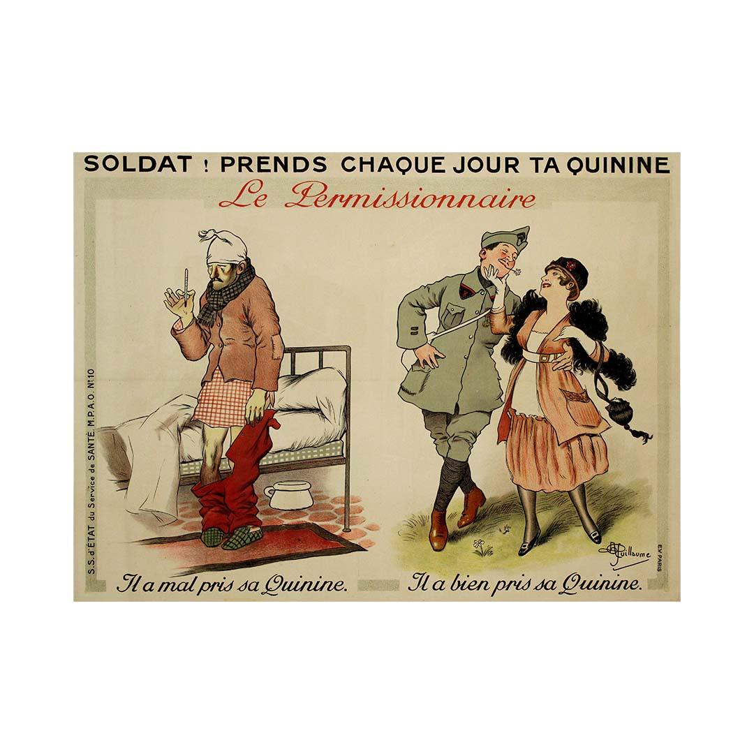 Original poster by Albert Guillaume - Soldat Prends chaque jour ta Quinine For Sale 3