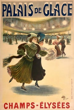 Cartel vintage original del Palais de Glace, de alrededor de 1896, obra de Albert Guillaume - Gran formato