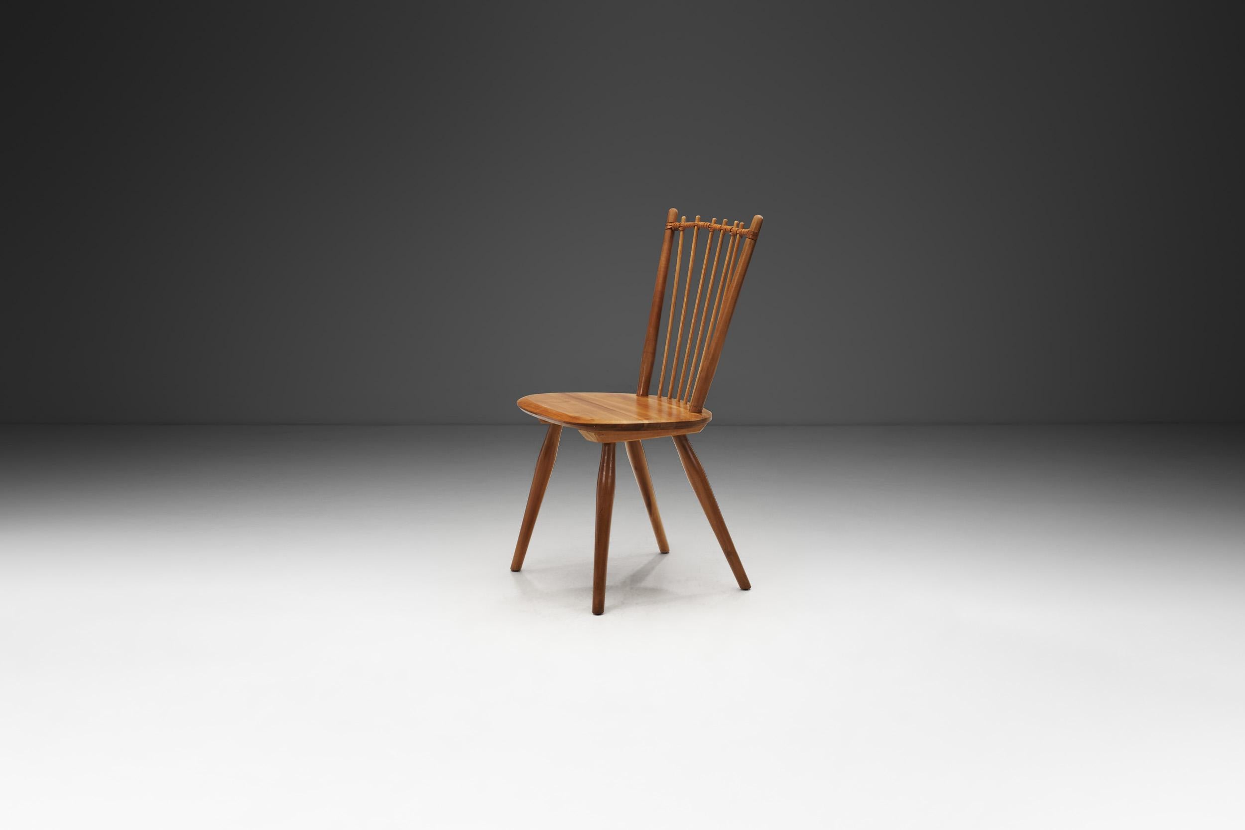 Albert Haberer Cherry Wood Chair for Hermann Fleiner, Germany, 1950s In Good Condition In Utrecht, NL