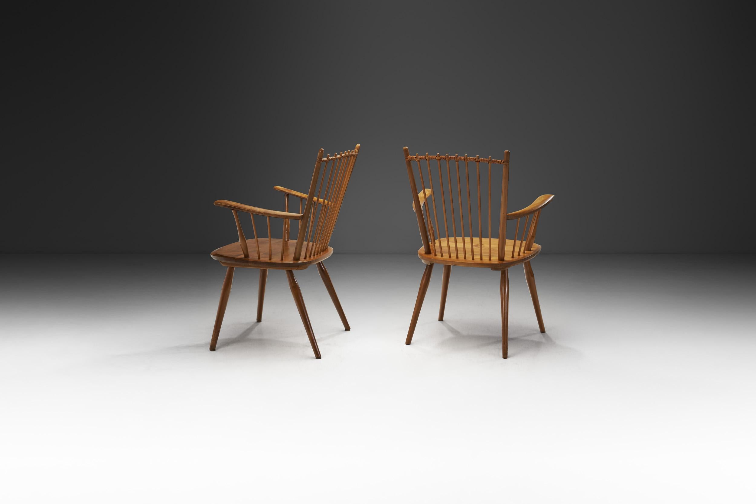Mid-20th Century Albert Haberer Cherry Wood Chairs for Hermann Fleiner, Germany 1950s For Sale