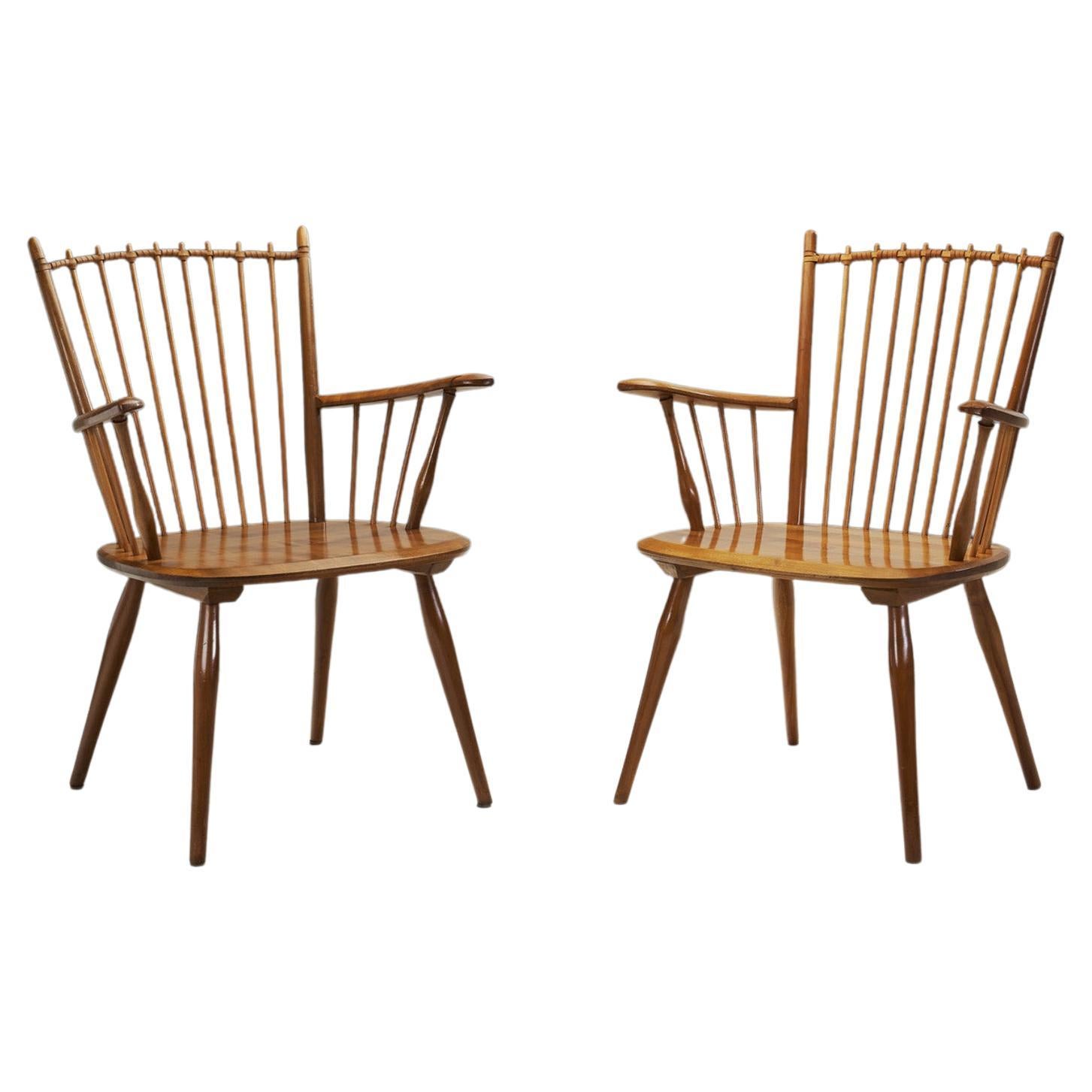 Albert Haberer Cherry Wood Chairs for Hermann Fleiner, Germany 1950s