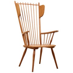 Albert Haberer Wingback Armchair in Solid Wood, Germany, 1950